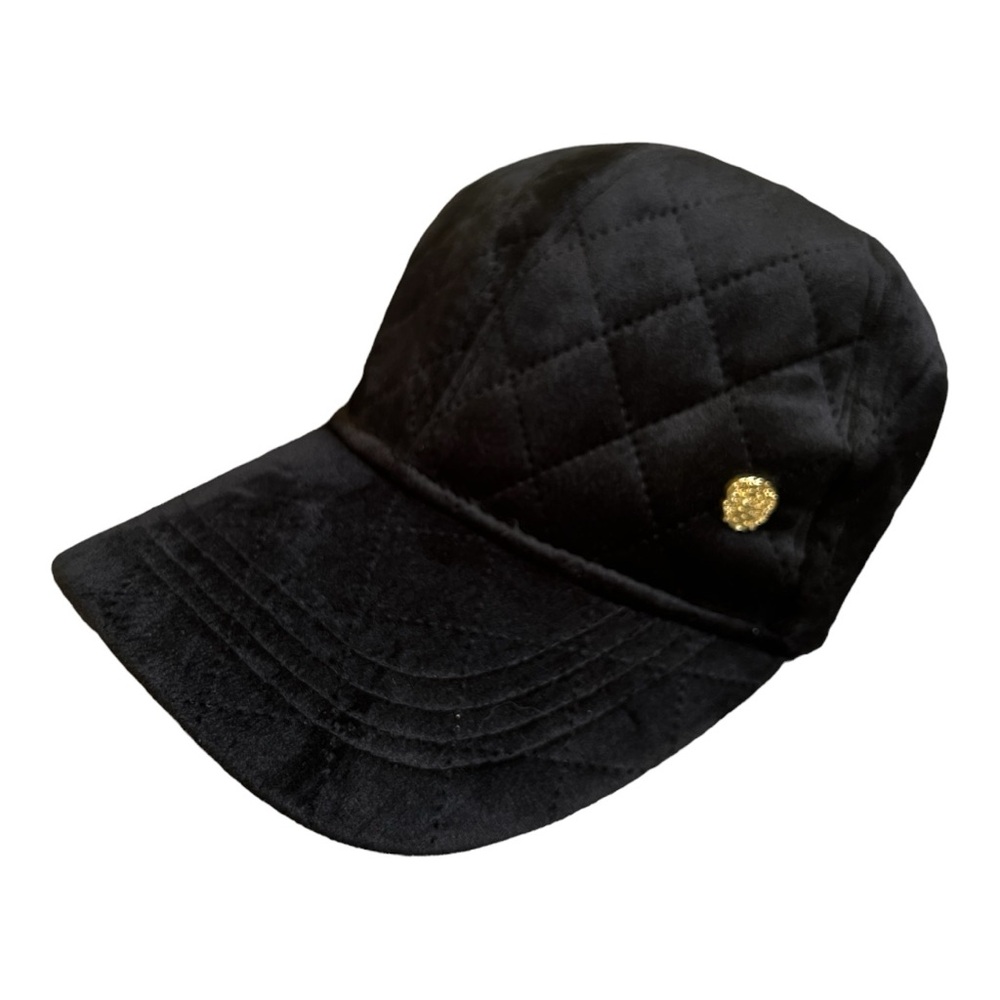 COPY - Vince Camuto Quilted Velvet Baseball Hat W/Gold Emblem On Side NWOT
